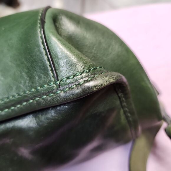 Coach Burnished Leather Bottle Green Bleecker Tattersall Legacy Shoulder Bag - Picture 4 of 14